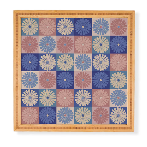 Colour Poems Checker Daisies II Blue Pink Framed Wall Art