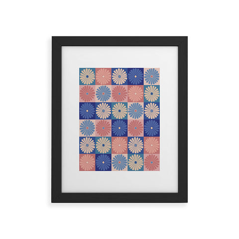 Colour Poems Checker Daisies II Blue Pink Framed Art Print