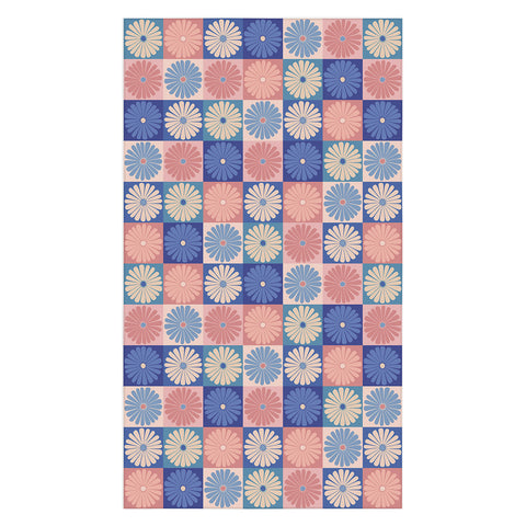 Colour Poems Checker Daisies II Blue Pink Tablecloth