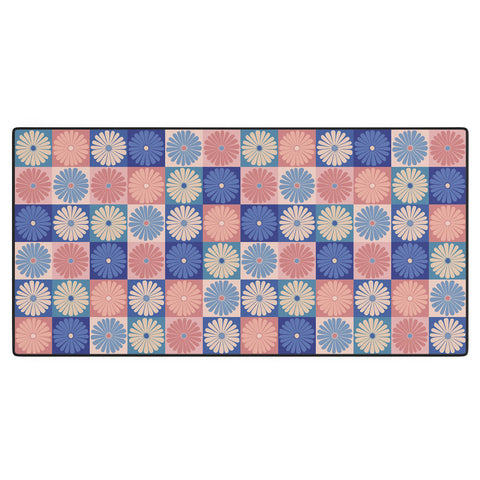 Colour Poems Checker Daisies II Blue Pink Desk Mat