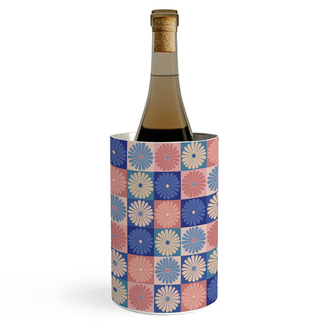 Colour Poems Checker Daisies II Blue Pink Wine Chiller