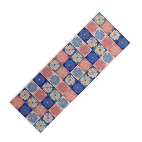Colour Poems Checker Daisies II Blue Pink Yoga Mat