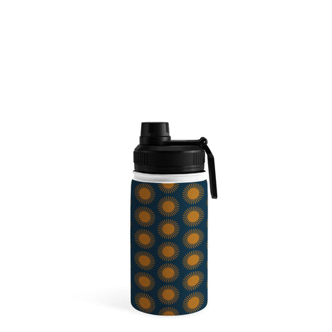 Colour Poems Cheerful Sun Pattern Navy Blue Water Bottle