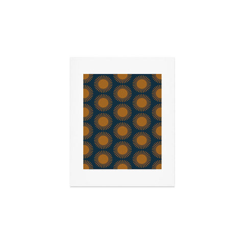 Colour Poems Cheerful Sun Pattern Navy Blue Art Print