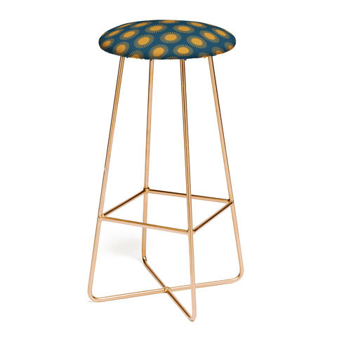 Colour Poems Cheerful Sun Pattern Navy Blue Bar Stool