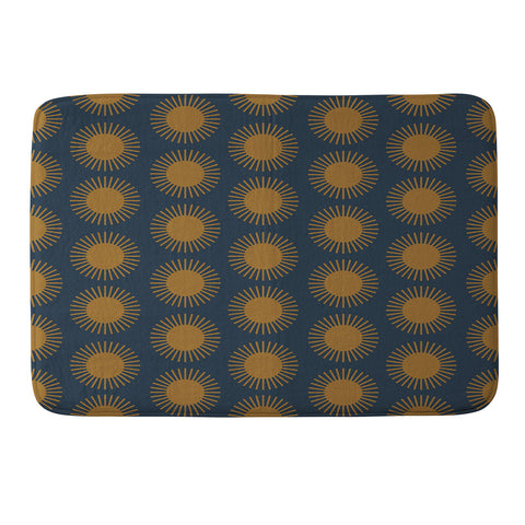 Colour Poems Cheerful Sun Pattern Navy Blue Memory Foam Bath Mat