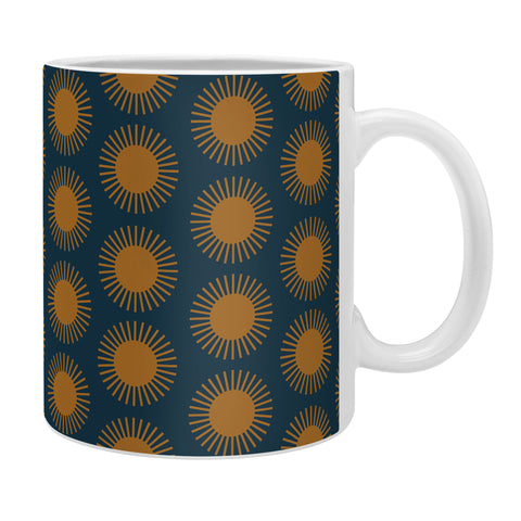 Colour Poems Cheerful Sun Pattern Navy Blue Coffee Mug