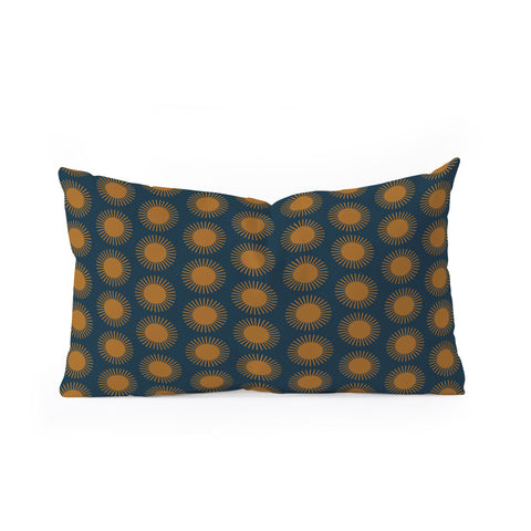 Colour Poems Cheerful Sun Pattern Navy Blue Oblong Throw Pillow