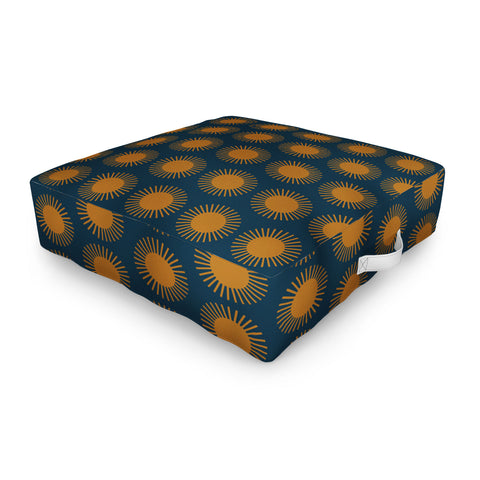 Colour Poems Cheerful Sun Pattern Navy Blue Outdoor Floor Cushion