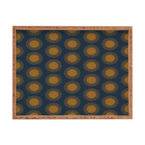 Colour Poems Cheerful Sun Pattern Navy Blue Rectangular Tray