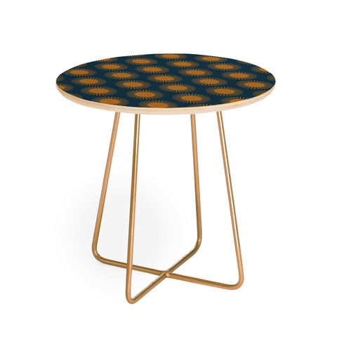 Colour Poems Cheerful Sun Pattern Navy Blue Round Side Table