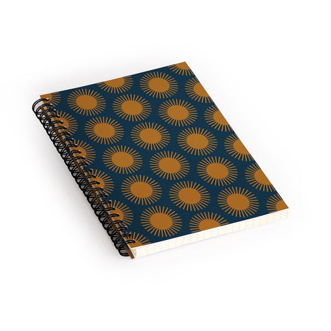 Colour Poems Cheerful Sun Pattern Navy Blue Spiral Notebook
