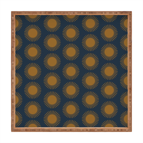 Colour Poems Cheerful Sun Pattern Navy Blue Square Tray
