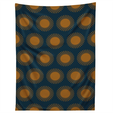 Colour Poems Cheerful Sun Pattern Navy Blue Tapestry
