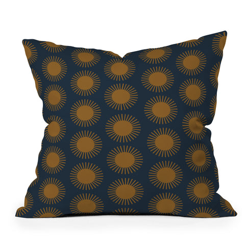 Colour Poems Cheerful Sun Pattern Navy Blue Outdoor Throw Pillow