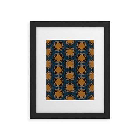 Colour Poems Cheerful Sun Pattern Navy Blue Framed Art Print