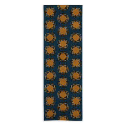 Colour Poems Cheerful Sun Pattern Navy Blue Yoga Towel