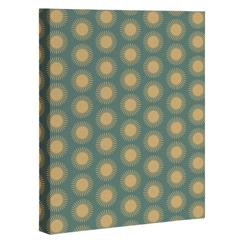 Colour Poems Cheerful Sun Pattern Sage Art Canvas