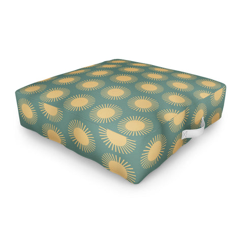 Colour Poems Cheerful Sun Pattern Sage Outdoor Floor Cushion