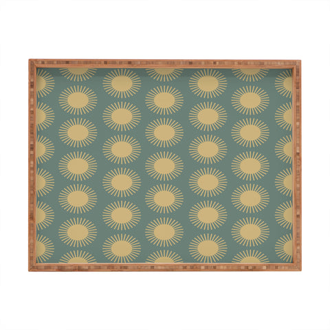 Colour Poems Cheerful Sun Pattern Sage Rectangular Tray