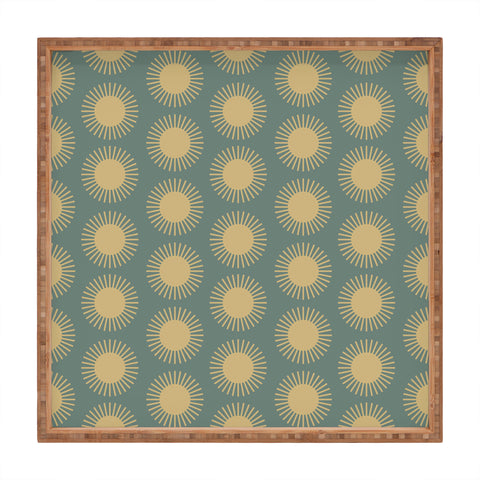 Colour Poems Cheerful Sun Pattern Sage Square Tray
