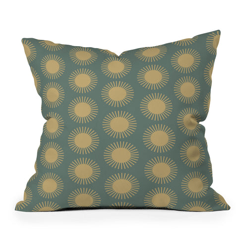 Colour Poems Cheerful Sun Pattern Sage Throw Pillow