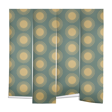 Colour Poems Cheerful Sun Pattern Sage Wall Mural