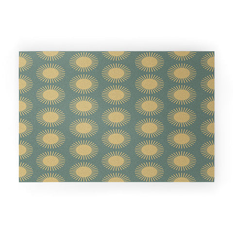 Colour Poems Cheerful Sun Pattern Sage Welcome Mat