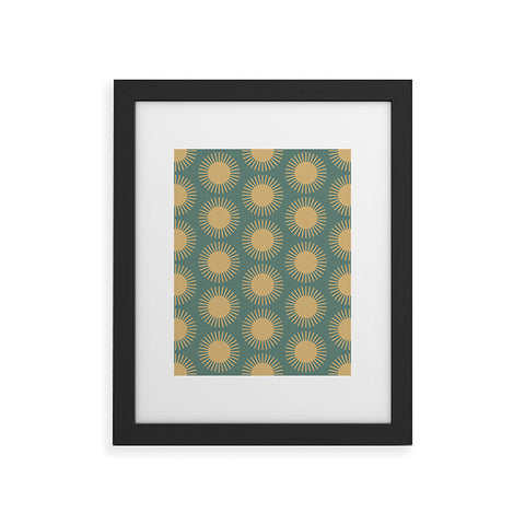 Colour Poems Cheerful Sun Pattern Sage Framed Art Print