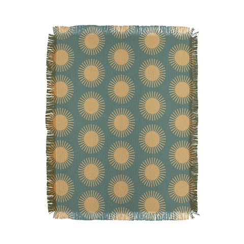 Colour Poems Cheerful Sun Pattern Sage Throw Blanket