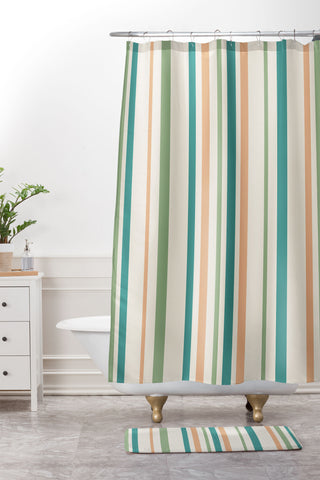 Colour Poems Classic Minimal Stripes II Shower Curtain And Mat