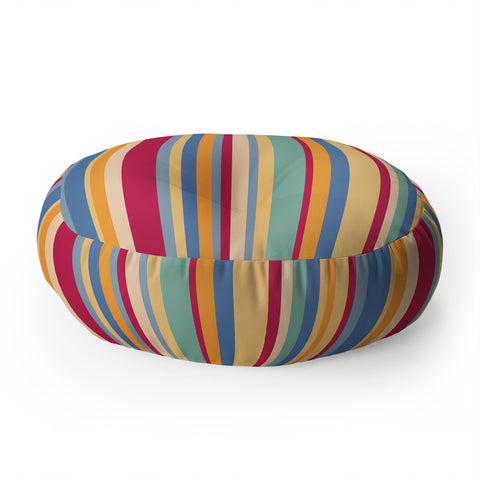 Colour Poems Classic Retro Stripes I Floor Pillow Round