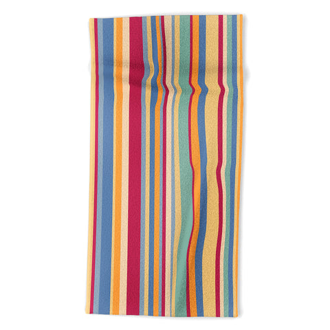 Colour Poems Classic Retro Stripes I Beach Towel