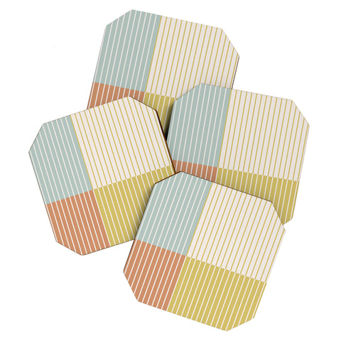 Colour Poems Color Block Line Abstract IX Coaster Set