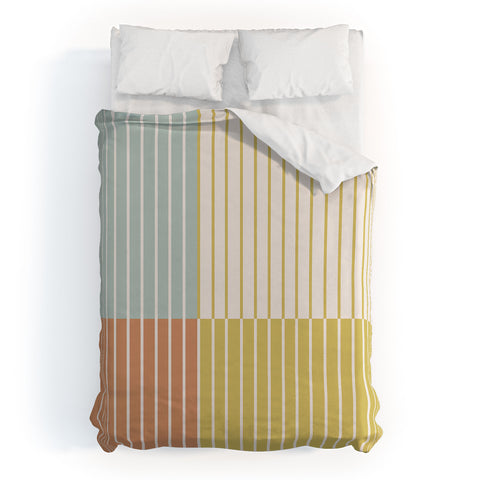 Colour Poems Color Block Line Abstract IX Duvet Cover