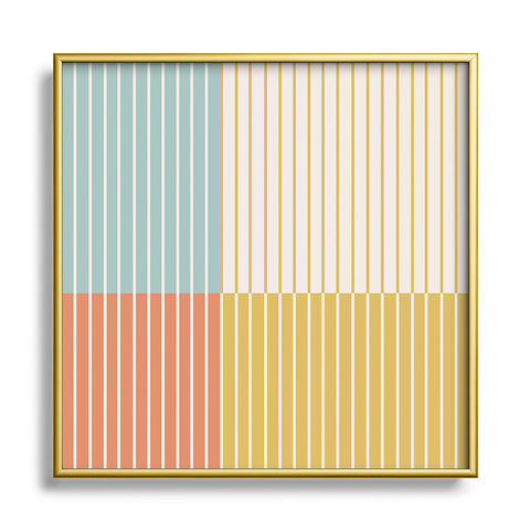 Colour Poems Color Block Line Abstract IX Square Metal Framed Art Print