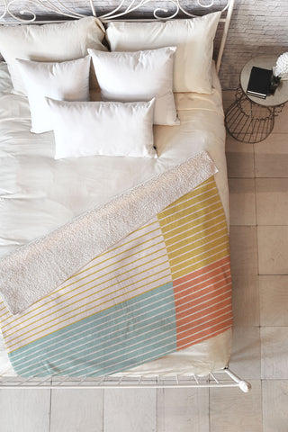 Colour Poems Color Block Line Abstract IX Fleece Throw Blanket