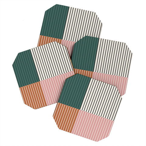 Colour Poems Color Block Line Abstract V Coaster Set