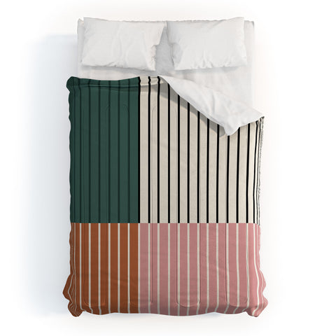 Colour Poems Color Block Line Abstract V Comforter
