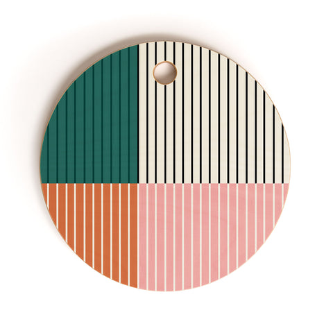 Colour Poems Color Block Line Abstract V Cutting Board Round