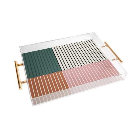 Colour Poems Color Block Line Abstract V Acrylic Tray