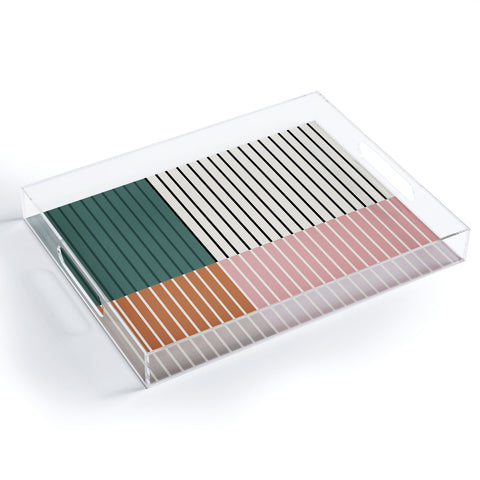 Colour Poems Color Block Line Abstract V Acrylic Tray