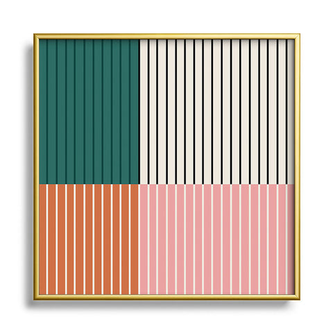 Colour Poems Color Block Line Abstract V Square Metal Framed Art Print