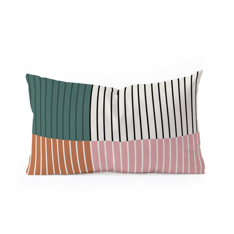 Colour Poems Color Block Line Abstract V Oblong Throw Pillow