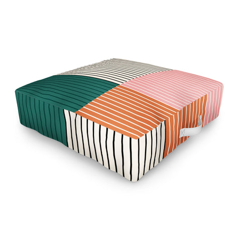 Colour Poems Color Block Line Abstract V Outdoor Floor Cushion