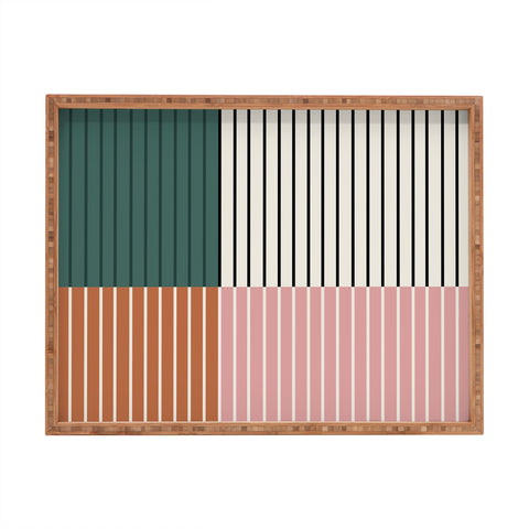 Colour Poems Color Block Line Abstract V Rectangular Tray