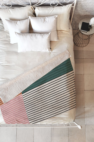 Colour Poems Color Block Line Abstract V Fleece Throw Blanket