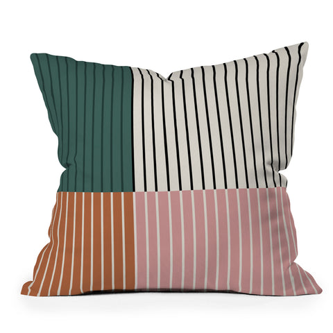 Colour Poems Color Block Line Abstract V Outdoor Throw Pillow