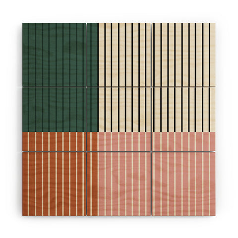 Colour Poems Color Block Line Abstract V Wood Wall Mural