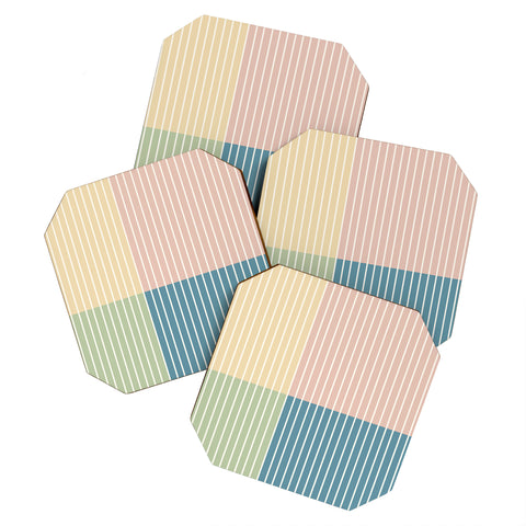 Colour Poems Color Block Line Abstract VII Coaster Set